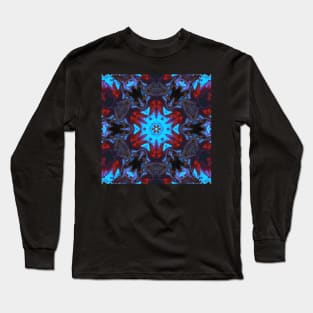 Psychedelic Kaleidoscope Blue and Red Long Sleeve T-Shirt